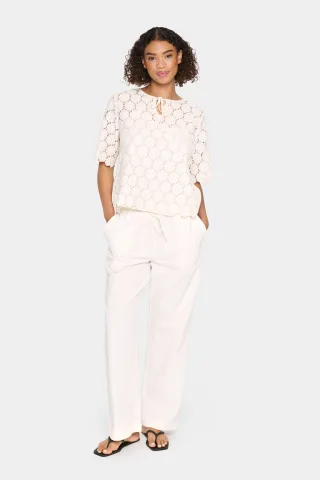 Kurzarm-Bluse Lockere Passform Sea Salt white