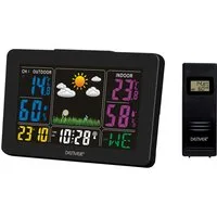 Denver WS-540 Funkwetterstation (mit Außensensor, Wetterstation mit Uhr und Kalender- Funktion, farbiges Display)