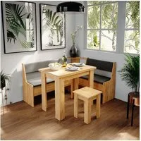 Vicco Sitzgruppe Roman, Goldkraft Eiche/Anthrazit, 150 x 120 cm mit Tisch, (Set, 5-tlg., 5-er Set), bequeme Polsterung