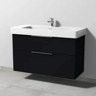Sanipa 3way Waschtischunterbau zu Laufen Pro S Waschtisch mit 2 Auszügen, Schwarz-Matt UF77008
