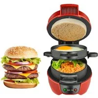 KINSI Hamburger Maker Sandwichmaker mit Antihaft-Beschichtung,Doppelseitiges Grillen, Spülmaschinenfest - Für Burger & Sandwiches