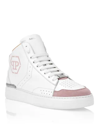 Leather Mid-Top Sneakers Hexagon