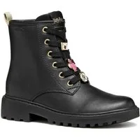 Geox J CASEY GIRL Harry Potter Schnürboots Stiefel, Biker Boots mit Blockabsatz