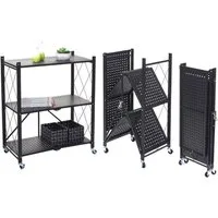 BERLINLODGE® Schwerlastregal Mehrzweckregal Wohnreal Küchenregal Rollbares Klappregal KLAP, Schnell aufgeklappt, platzsparend verstaut, 50 kg Tragkraft je Ebene