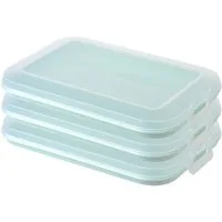 Engelland Frischhaltedose Aufschnittdosen für den Kühlschrank, Aufschnittboxen, PP-Kunststoff, BPA-frei, (Vorteils-Set, 3-tlg., mit transparentem Deckel), stapelbar, platzsparend, Ordnung im Kühlschrank, Organizer, Stapelbox