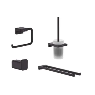 hansgrohe AddStoris Bad Accessoires Set schwarz matt, Handtuchhalter, Haken, Bürstengarnitur, Papierhalter