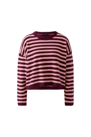 Oui - Streifenpullover pink/rot - Gr. - 34
