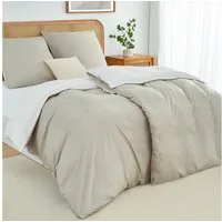 Topfinel Bettwäsche 135x200cm, Seersucker Bettwäsche-Sets, bügelfrei, allergiker, kühlende, 100% Mikrofaser, 4 teilig, 4-tlg. Beige/Weiß:2 Btz. 135x200+2 Ktz. 80x80, m. Reißvers.