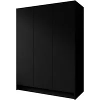 Masseno Drehtürenschrank VELAR 150 cm Kleiderschrank 3 Türen Schlafzimmerschrank Schwarz
