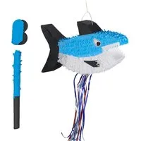relaxdays Pinata Set Hai mit Stab und Maske