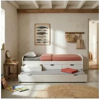 IDIMEX Funktionsbett JESSY, Bett mit Stauraum Jugendbett mit 3 Schubladen Ausziehbett Kiefer 90x19