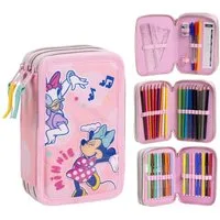 Disney Minnie Mouse Federmäppchen gefüllt – Schuletui & Stiftebox mit Zubehör für Kinder, (24-tlg)