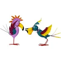 Mel-O-Design Dekofigur 6097 Metall Vögel 2er Set magenta und türkis (Stück, 2 St., 1), Blickfang