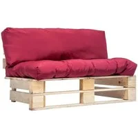 vidaXL Loungesofa Outdoor-Sofa Paletten mit Kissen in Rot Kiefernholz, 1 Teile