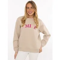 Zwillingsherz Hoodie "Smile Shine" Rundhals, mit Lurexstreifen an den Bündchen, glänzende Stickerei