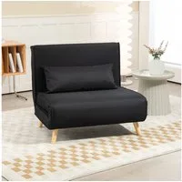 HOMCOM Sessel Schlafsofa mit Bettfunktion, Zierkissen (Schlafsessel, 1-St., Klappsessel), für Wohnzimmer, Schwarz