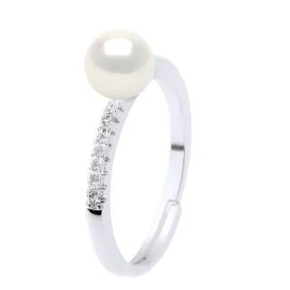 Ringschmuck - Echte Süßwasser-Zuchtperle, rund 7-8 mm