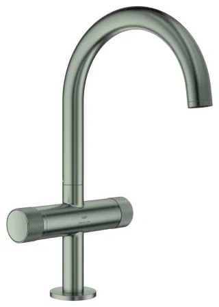 GROHE Waschtischarmatur Atrio Private C. 21138 L-Size Knopfbetätigung satin steel, 21138MS0 21138MS0