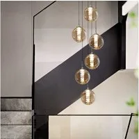 Nettlife Pendelleuchte G9 Hängelampe modern Bernstein/Grau Glas 1/3/4/6/10/15 Flammig, Höheverstellbar, LED wechselbar, Warmweiß, für Küchen Wohnzimmer Schlafzimmer Flur
