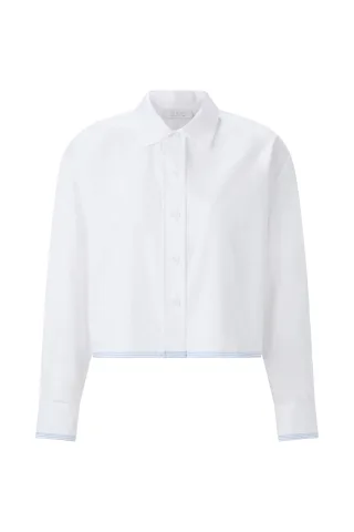 Rich & Royal - Cropped Cotton Blouse with Contrast Fabric white - Gr. - 40