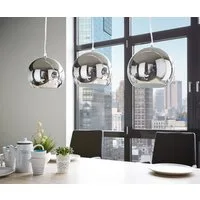 DELIFE Hängeleuchte Pentola, Chrom Silberfarben 75 cm 3 Schirme Deckenlampe