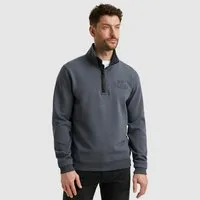 PME LEGEND Sweater mit Logo-Stickerei und Troyer-Kragen mit Reißverschluss