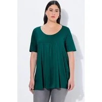 Ulla Popken T-Shirt T-Shirt Zierfalten A-Linie Rundhals Halbarm Modal