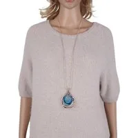 MIRROSI Lange Kette Damen Halskette mit elegantem Anhänger aus Metall ca.90cm lang (perfekt für Pullover, Bluse, Shirt)