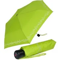 Knirps® Taschenregenschirm Kinderschirm 4Kids reflective mit Reflexborte, Sicherheit auf dem Schulweg, leicht, uni, limette