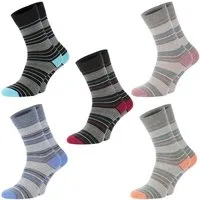 Chili Lifestyle Basicsocken Streifen Damensocken Baumwollsocken blau grau schwarz gestreift (Multipack, 5-Paar, 5 Farbdesings) Weichbund ohne Gummidruck