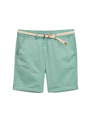 Tom Tailor - Chino Bermuda Shorts mit Gürtel faded green - Gr. - 38