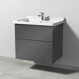 Sanipa 3way Waschtischunterbau zu Duravit Starck 3 Waschtisch mit 2 Auszügen, Anthrazit-Glanz SF71079