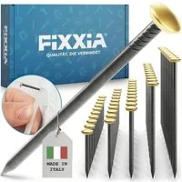 FIXXIA Stahlnagel FIXXIA Stahlnägel 50er Set Gold für Bilder und Betonwände mit Halter