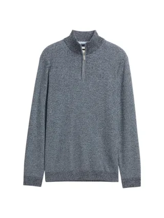 Tom Tailor - Troyer Strickpullover mit Struktur blau - Gr. - XXXL