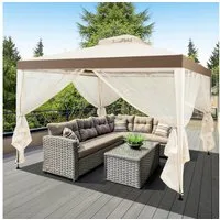 COSTWAY Pavillon UV 50+ & wasserdicht, Gartenpavillon mit Doppeldach, 3x3m