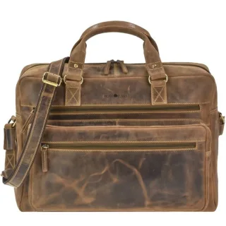 Greenburry Aktentasche Vintage A4 Ordner & Laptop | Leder antikbraun