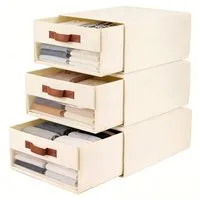 BlingBin Aufbewahrungskorb Kleiderschrank Organizer Aufbewahrungsschubladen 3er Pack, ausziehbar (3 Stück, 3 St., 40 cm x 32 cm x 17 cm), faltbar und stapelbar, mit Sichtfenster für Kleiderschrank, Wohnzimmer