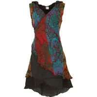 Guru-Shop Longbluse Flauschige Wickeltunika mit Zipfelkapuze,.. alternative Bekleidung