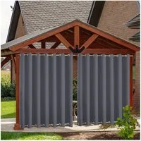 Qelus Gardine Outdoor Vorhang Sichtschutz,Wetterfest Blickdicht Gardinen mit Ösen (2 St), Vorhänge für Garten Balkon Terrasse Pavillon Veranda