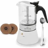 KitchenQuality Espressokocher, Langlebig, leicht zu reinigen, inkl. Portionierlöffel & Untersetzer