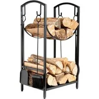 NEUSTEIN Kaminholzregal Neustein Kaminholzregal mit 4 Kaminbesteck 75x30x40cm metall schwarz
