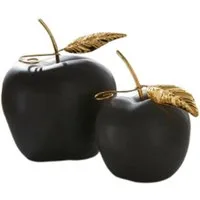 Home-trends24.de Dekofigur Apfel Schwarz Gold Deko Figur Objekt Skulptur 2er Set (2 St)