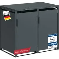 STEELSØN Mülltonnenbox Thoria 240L aus verzinktem Stahl (Anthrazit, verfügbar mit 1, 2, 3, 4, oder 5 Türen), Für 2 Tonnen