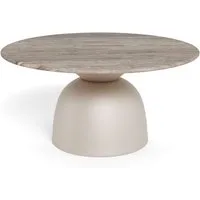 ACTONA GROUP Couchtisch Ferrol Beistelltisch– stilvoll & modern mit eleganter Marmorplatte, Rund. Grauer Toronto Marmor, raues Stahlgestell, grau. Ø: 80 cm