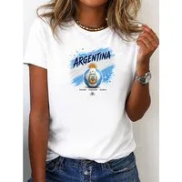 RMK T-Shirt Damen Shirt Rundhals Fußball Argentina WM aus Baumwolle