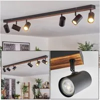 hofstein Deckenleuchte Deckenlampe aus Metall/Holz in Schwarz/Dunkelbraun, ohne Leuchtmittel, Leuchte im modernen Boho-Design mit verstellbaren Schirmen, 6 x GU10