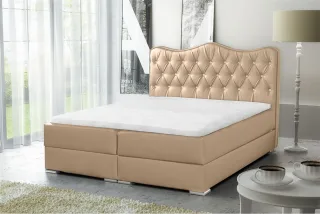 Boxspringbett Schlafzimmerbett SULTAN Kunstleder Creme 140x200cm