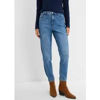 bonprix Mom-Jeans High Waist-Bund, Cropped-Länge, Loose Fit, aus Baumwolle und Elasthan