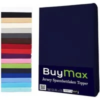 Buymax Spannbettlaken Topper, Spannbetttuch für Topper bis 12 cm Höhe, 100% Baumwolle Jersey, Jersey, Gummizug: Rundumgummi, (1 Stück), Pflegeleicht und Atmungsaktiv, in Verschiedenen Farben und Größen