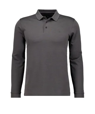 RAGMAN - Softknitpolo langarm Modern Fit anthrazit - Gr. - 3XL